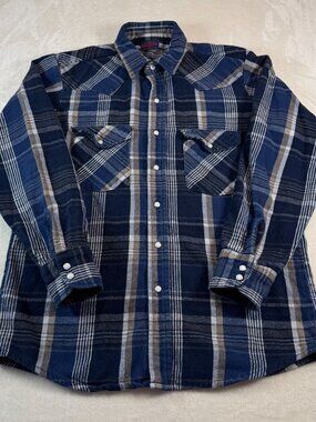 Vintage Dakota By Five Brother Mens M Flannel Pearl Snap Shirt Heavyweight Workw